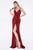 Cinderella Divine - KC1850 Sleeveless Wrap Bodice Drape-Detailed Gown Evening Dresses 2 / Burgundy