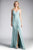 Cinderella Divine - KC1850 Sleeveless Wrap Bodice Drape-Detailed Gown Evening Dresses 2 / Seafoam Blue