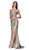 Cinderella Divine - KC872 Metallic Off Shoulder High Slit Gown Special Occasion Dress 2 / Copper