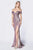 Cinderella Divine - KC872 Metallic Off Shoulder High Slit Gown Special Occasion Dress 2 / Metallic Rose