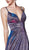 Cinderella Divine - KC878 Deep V-neck A-line Dress With Slit Special Occasion Dress