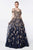 Cinderella Divine - KV1034 Beaded Lace Sweetheart Ballgown Prom Dresses 2 / Navy-Gold
