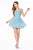 Cinderella Divine - KV1048 Floral Applique Sweetheart A-line Dress Homecoming Dresses XXS / Ice Blue