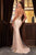 Cinderella Divine - KV1054 Gold Appliqued Illusion Trumpet Dress Evening Dresses