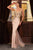 Cinderella Divine - KV1054 Gold Appliqued Illusion Trumpet Dress Evening Dresses 2 / Champagne-Gold