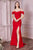 Cinderella Divine KV1057C - Off Shoulder Crepe Long Dress Prom Dresses 16 / Red