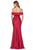 Cinderella Divine - Off Shoulder Fitted Jersey Evening Gown KV1050 - 1 pc Burgundy In Size 10 and  1 pc Emerald In Size 24 Available CCSALE