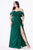 Cinderella Divine - Off Shoulder Fitted Jersey Evening Gown KV1050 - 1 pc Burgundy In Size 10 and  1 pc Emerald In Size 24 Available CCSALE 24 / Emerald