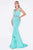 Cinderella Divine - P107 Bead Accented Deep V-neck Trumpet Dress Special Occasion Dress 2 / Mint