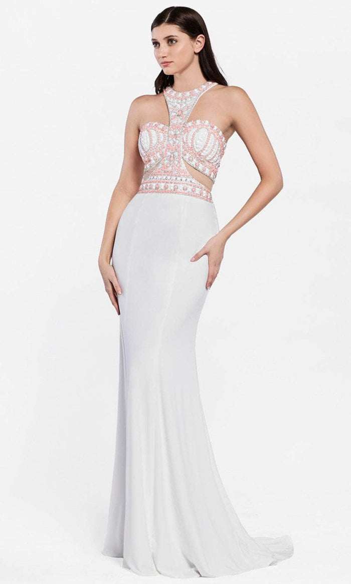 Cinderella Divine PC901 - Beaded Halter Evening Dress Special Occasion Dress 4 / Ivory