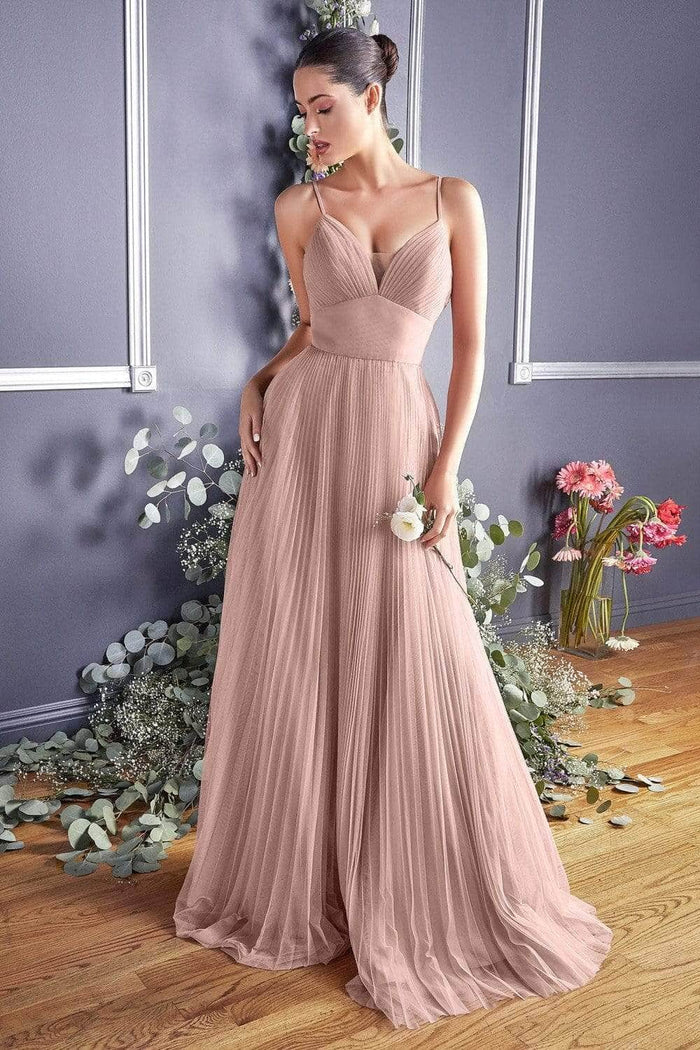 Cinderella Divine - Pleated A-Line Prom Dress CD184 Bridesmaid Dresses 4 / Blush