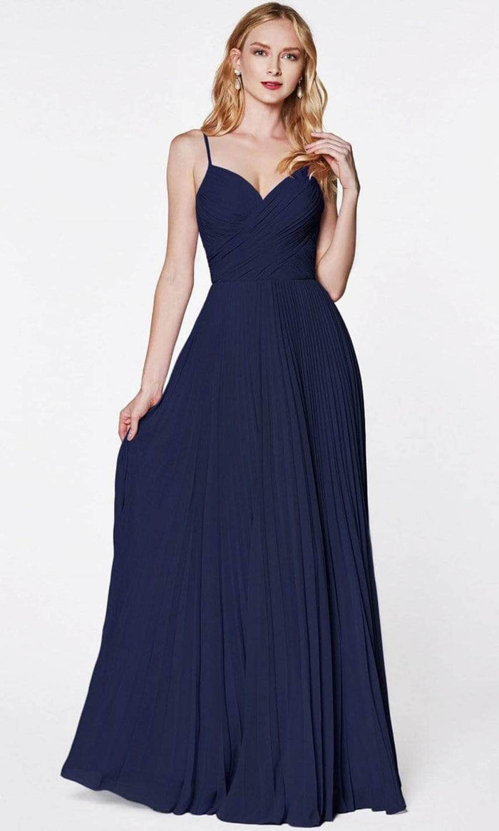 Cinderella Divine - Ruched Bodice A-Line Gown 7471 - 1 pc Navy In Size 18 Available CCSALE 18 / Navy