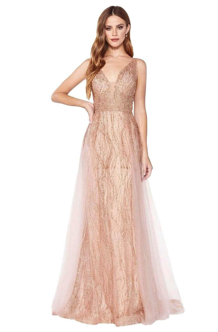 Cinderella Divine - Scoop Back A-Line Evening Gown CD0152 - 1 pc Rose Gold In Size 3X Available CCSALE 3X / Rose Gold
