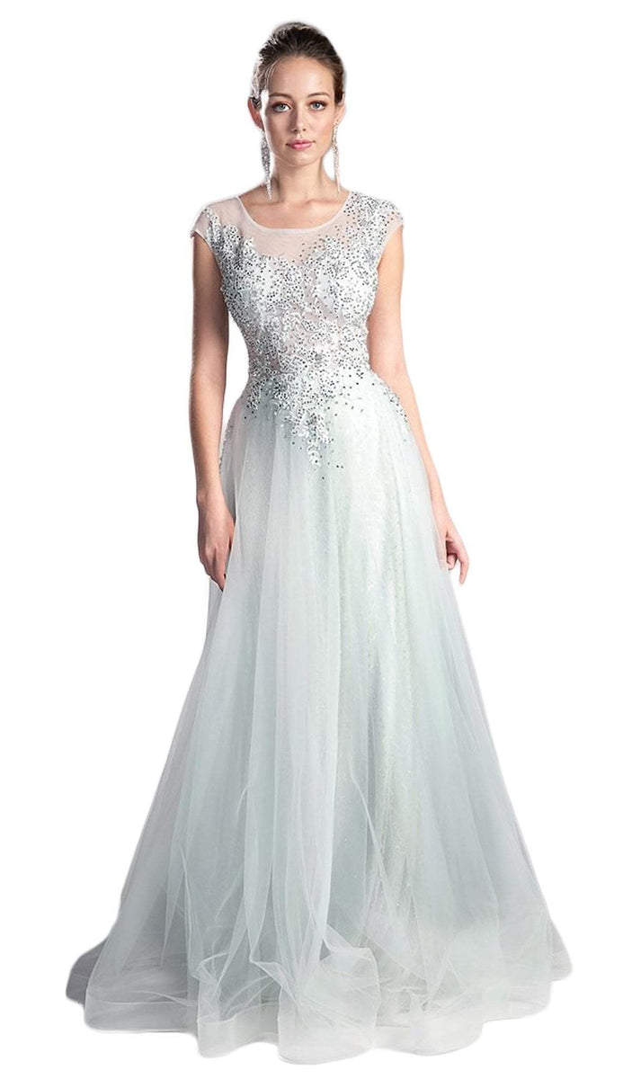 Cinderella Divine - Sheer Scoop Beaded Tulle A-Line Evening Gown ...
