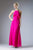 Cinderella Divine - Sleeveless Flounce Halter Neck Sheath Dress Special Occasion Dress XS / Fuchsia
