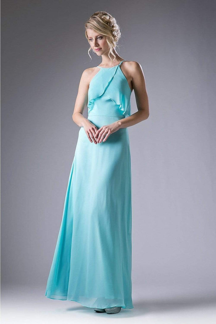 Cinderella Divine - Sleeveless Flounce Halter Neck Sheath Dress Special Occasion Dress XS / Mint