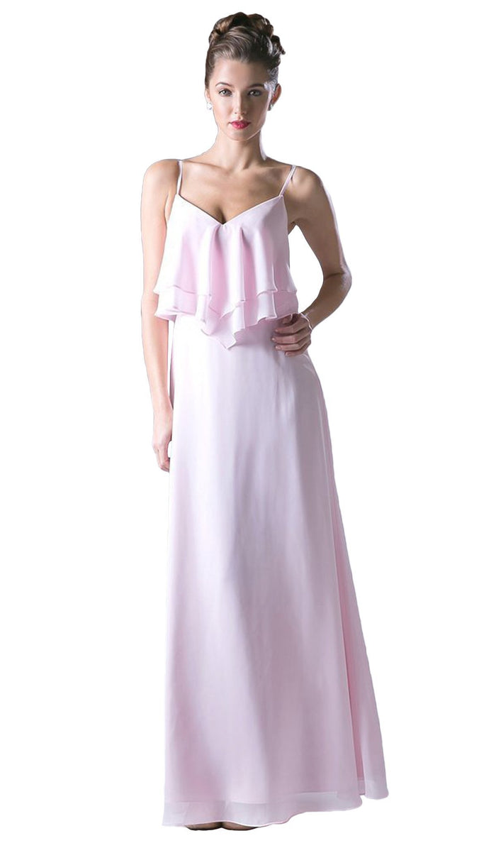 Cinderella Divine - Sleeveless Ruffled Bodice Chiffon A-Line Long Formal Dress Special Occasion Dress