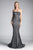 Cinderella Divine - Strapless Straight Neck Metallic Knit Dress Special Occasion Dress 2 / Black