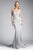 Cinderella Divine - Strapless Straight Neck Metallic Knit Dress Special Occasion Dress 2 / Silver