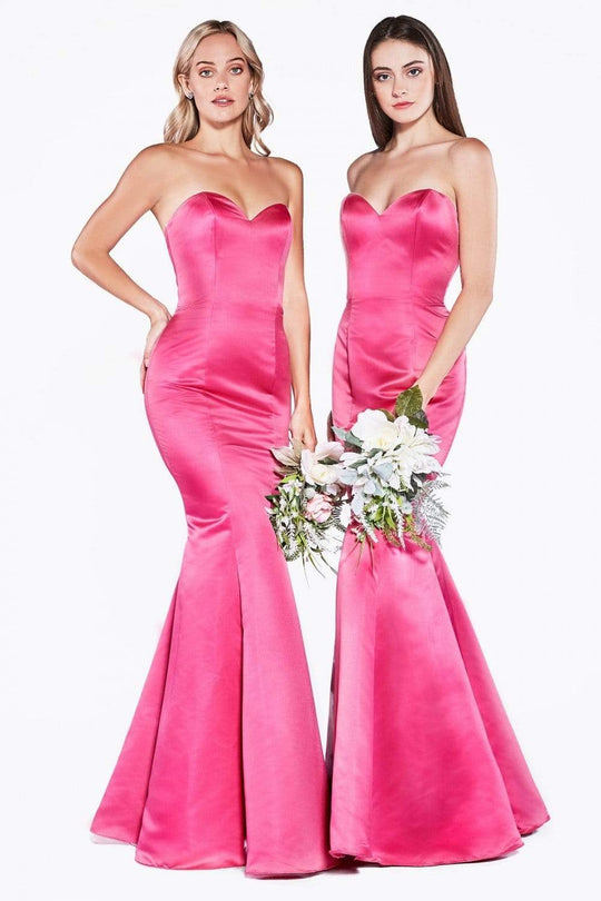 Cinderella Divine - Strapless Sweetheart Neckline Satin Trumpet Gown 8792 - 1 pc FuchsiaI Size 22 Available CCSALE 22 / Fuchsia