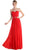 Cinderella Divine - Strapless Twined Front Chiffon Long Evening Gown Special Occasion Dress 2 / Red