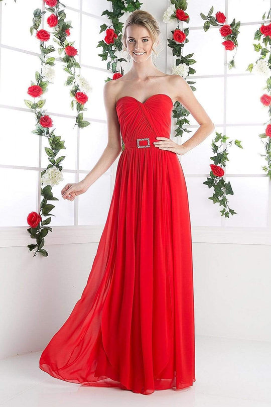 Cinderella Divine - Strapless Twined Front Chiffon Long Evening Gown Special Occasion Dress