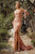 Cinderella Divine - Tie Off-Shoulder Evening Dress CD943 - 2 pcs Mauve and Desert Rose in size 6 Available CCSALE 6 / Desert Rose