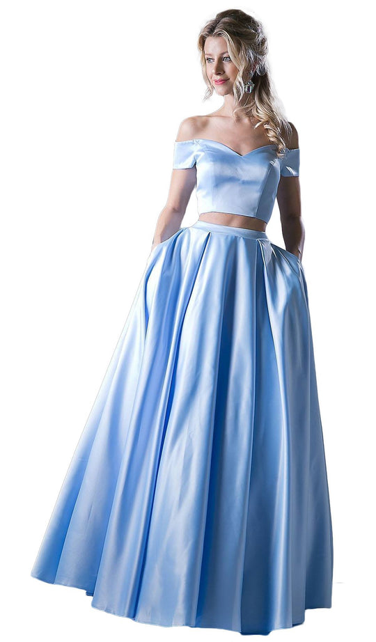 Cinderella Divine - Two Piece Off-Shoulder A-line Dress