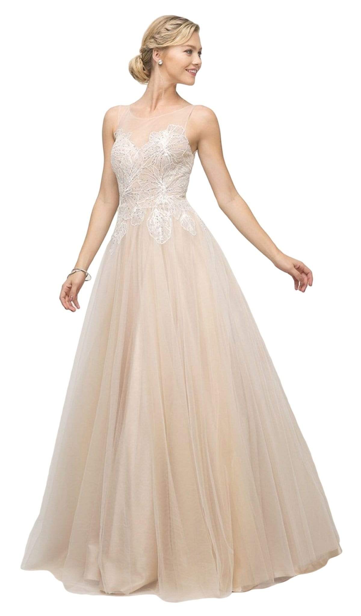 Cinderella Divine - UE009 Illusion Neckline Lace Bodice Tulle Gown ...
