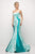 Cinderella Divine - US001 Floral Strapless Mermaid Gown Special Occasion Dress 2 / Green