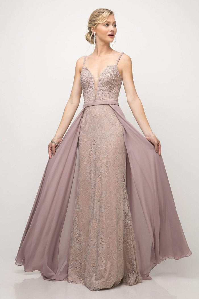 Cinderella Divine - UT254 Lace Deep Sweetheart Dress With Overskirt Special Occasion Dress 2 / Mauve