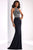 Clarisse - 2807 Crystal Festooned Halter Gown Special Occasion Dress 10 / Navy
