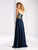 Clarisse - 3000 Strapless Gilt-Appliqued Chiffon Long Gown Special Occasion Dress 0 / Navy