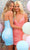 Clarisse 30202 - V-Neck Side Slit Cocktail Dress In Blue and Pink
