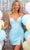 Clarisse 30202 - V-Neck Side Slit Cocktail Dress In Blue