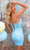 Clarisse 30202 - V-Neck Side Slit Cocktail Dress In Blue