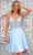 Clarisse 30213 - Appliqued V-Neck Chiffon Cocktail Dress Special Occasion Dress 0 / Pale blue