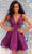 Clarisse 30217 - Glittering Applique V-Neck Cocktail Dress Special Occasion Dress 0 / Plum