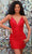 Clarisse 30230 - Fringed Deep V-Neck Cocktail Dress Special Occasion Dress 0 / Red