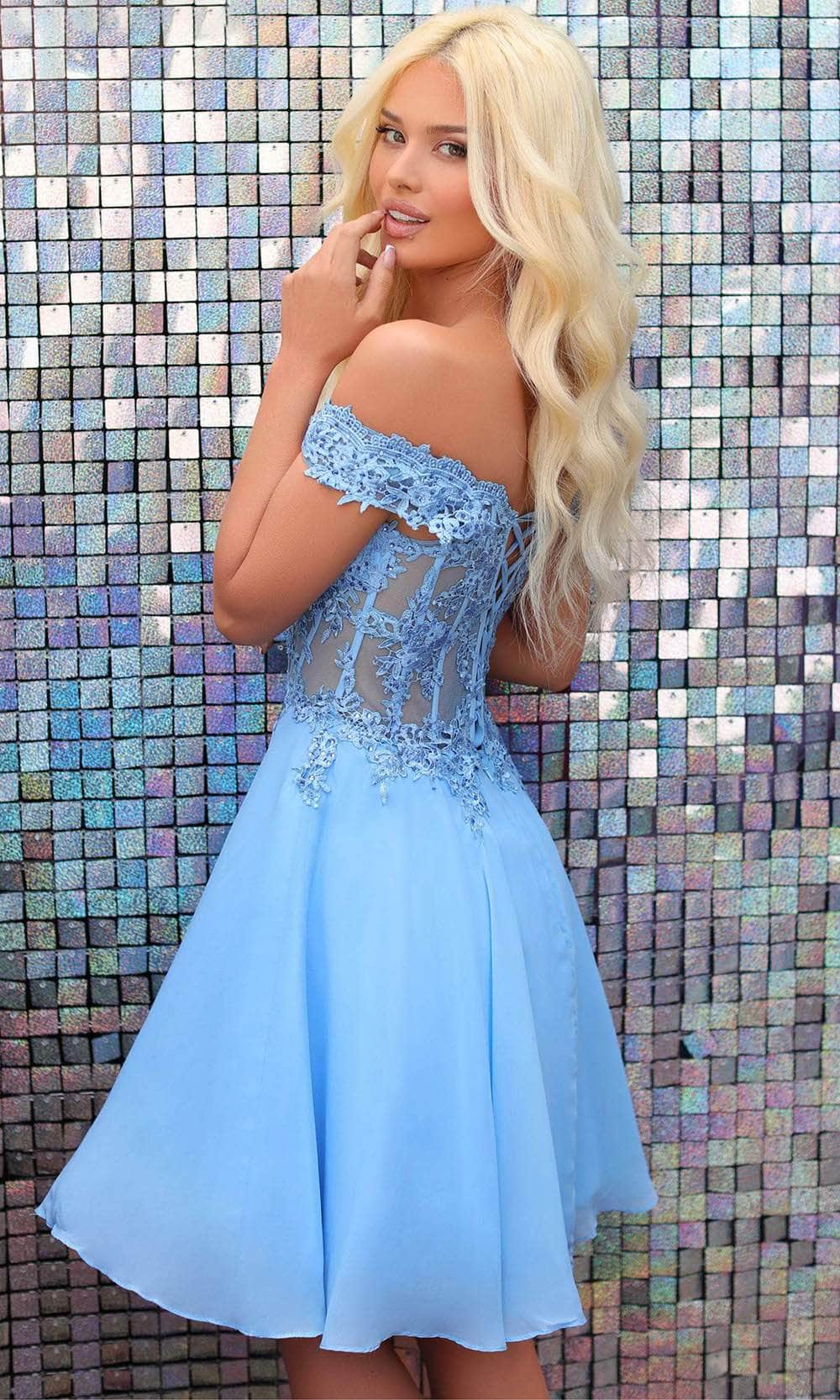 Clarisse - 3626 Plunging V-Neck Tiered Ruffle Cocktail Dress main image 1
