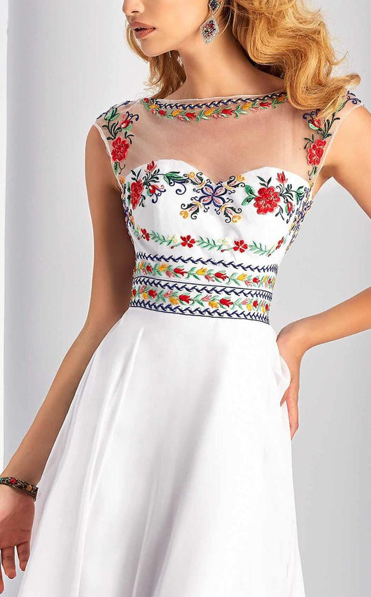 Clarisse - 3050 Floral Illusion Bateau A-line Dress