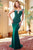 Clarisse - 3409 Ornate Cap Sleeves Cutout Long Gown Special Occasion Dress 0 / ForestGreen
