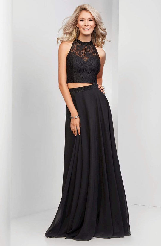 Clarisse - 3427 Two-Piece Lace Illusion Cutout Back A-Line Gown - 1 pc Black In Size 6 Available CCSALE 6 / Black