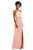 Clarisse - 3483 Sheer Striped Halter Strap Gown Special Occasion Dress 0 / Blush