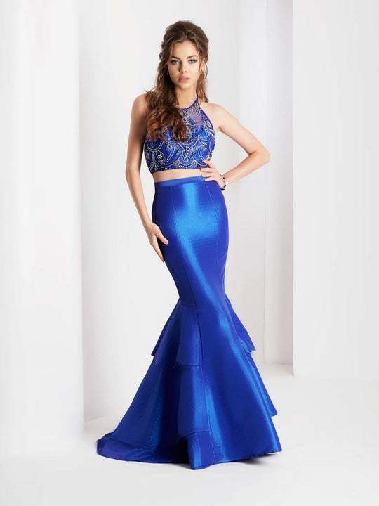 Clarisse - 3488 Halter Neck Two-Piece Taffeta Gown
