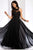 Clarisse - 3528 Jeweled Lace Applique Halter Gown Special Occasion Dress 0 / Black
