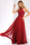 Clarisse - 3528 Jeweled Lace Applique Halter Gown Special Occasion Dress 0 / Crimson