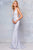 Clarisse - 3713 Plunging V-Neck Glitter Knit Mermaid Gown Special Occasion Dress 0 / White/Silver
