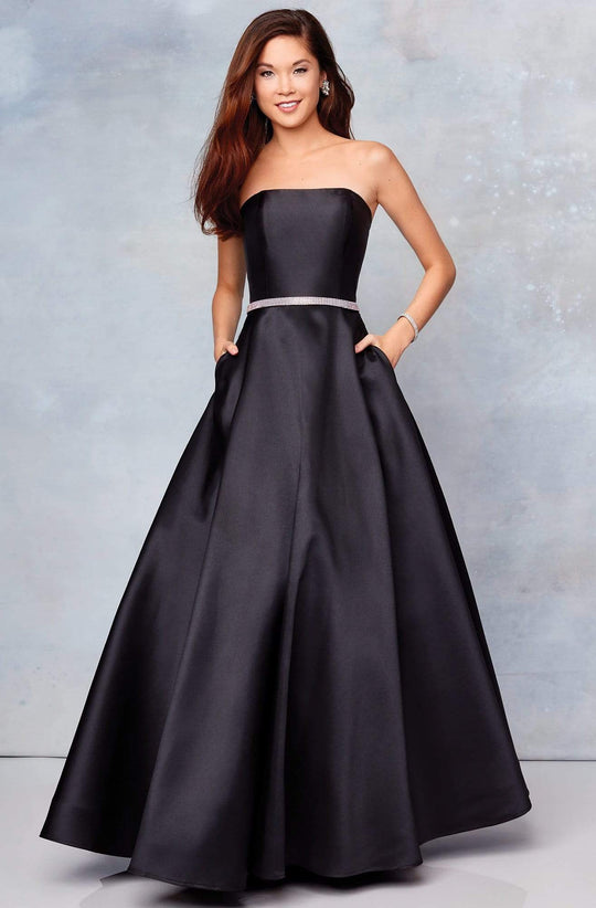Clarisse - 3739 Strapless Embellished Belt Mikado Prom Gown