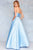 Clarisse - 3739 Strapless Embellished Belt Mikado Prom Gown Special Occasion Dress 0 / Pale Blue